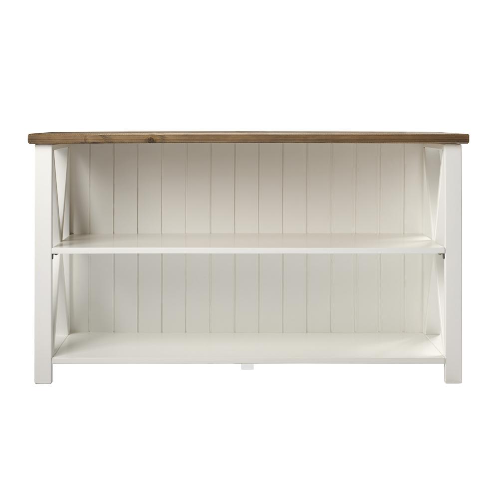 52" Solid Wood Farmhouse Storage Console - White/Reclaimed Barnwood. Picture 3