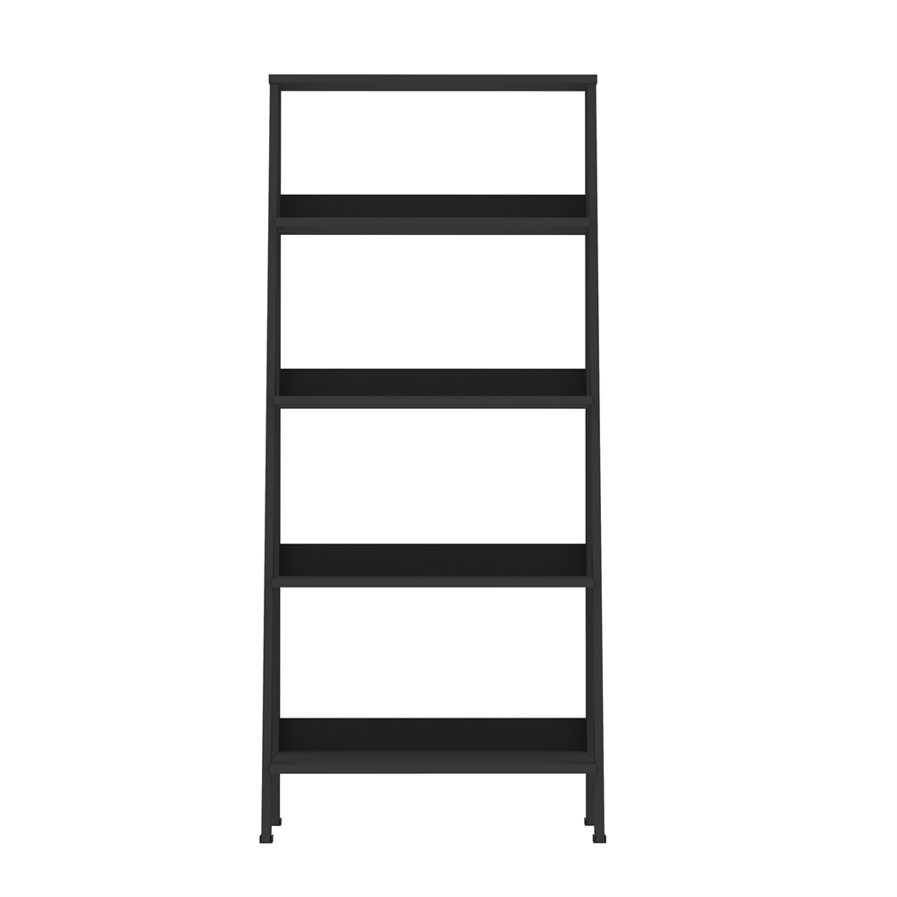 55" Wood Ladder Bookshelf - Black. Picture 1