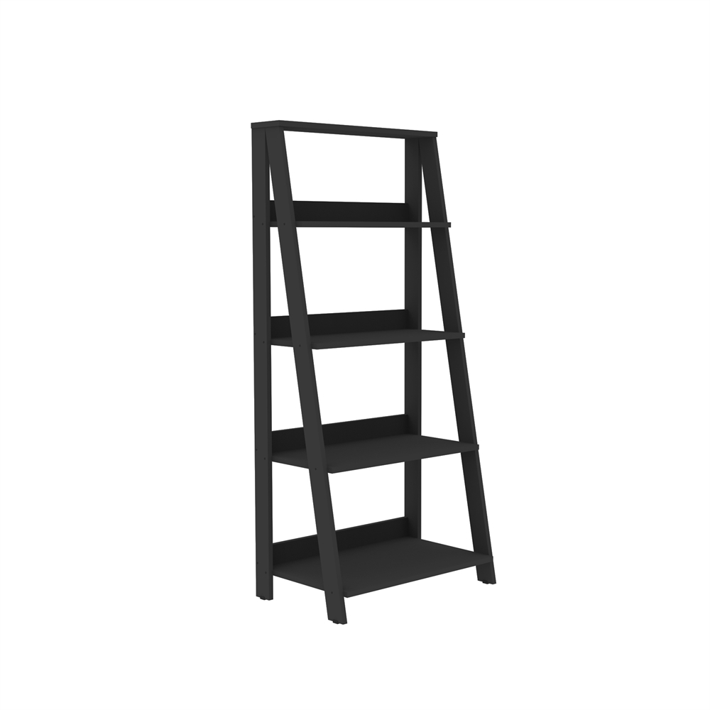 55" Wood Ladder Bookshelf - Black. Picture 3