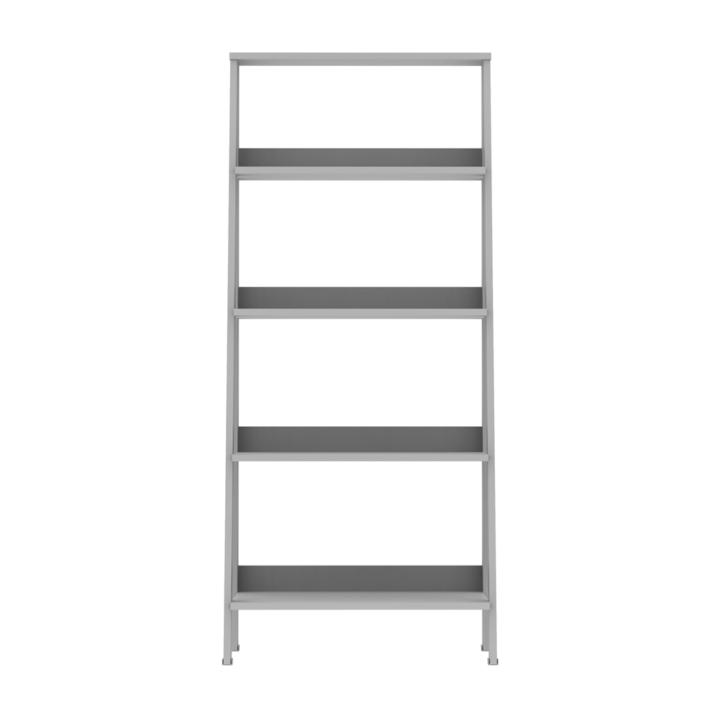 55" Wood Ladder Bookshelf - Grey. Picture 1