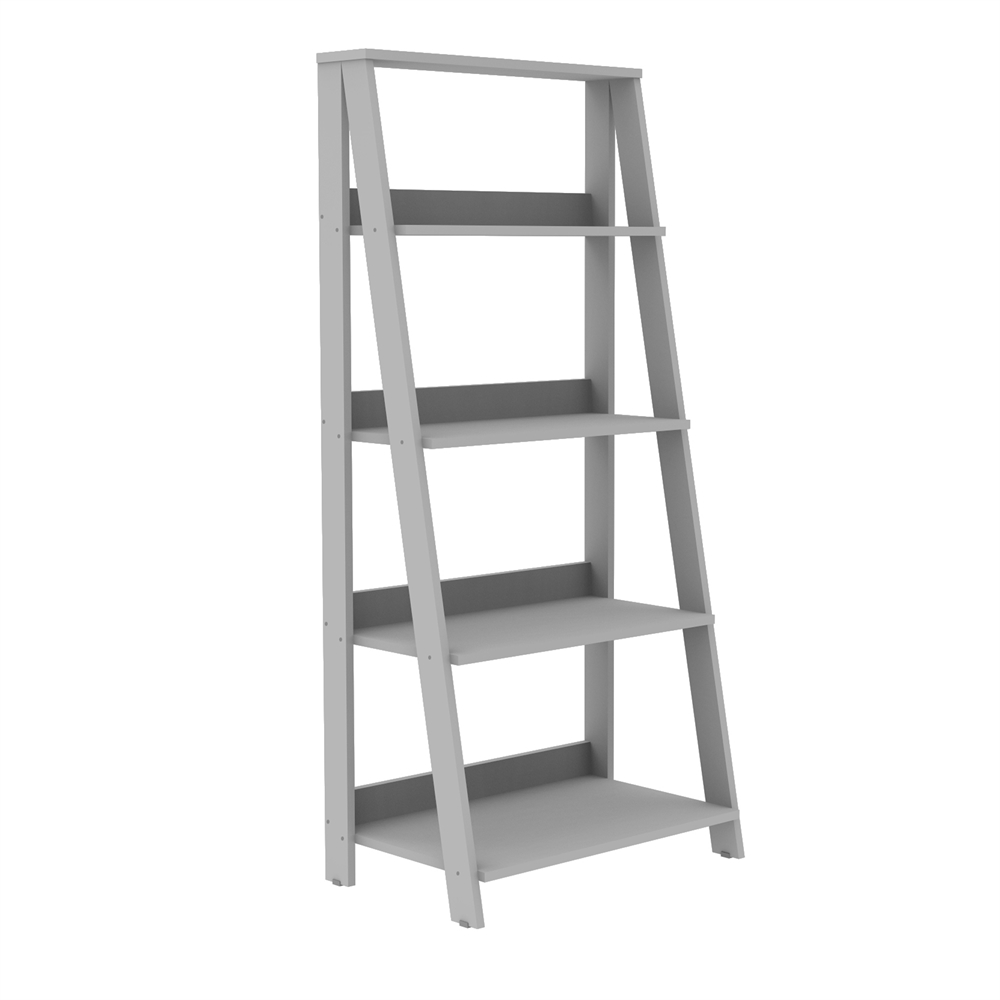 55" Wood Ladder Bookshelf - Grey. Picture 3