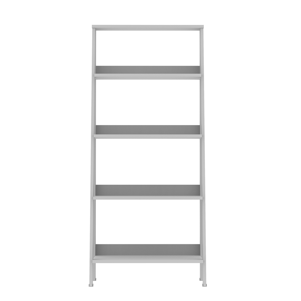 55" Wood Ladder Bookshelf - White. Picture 1