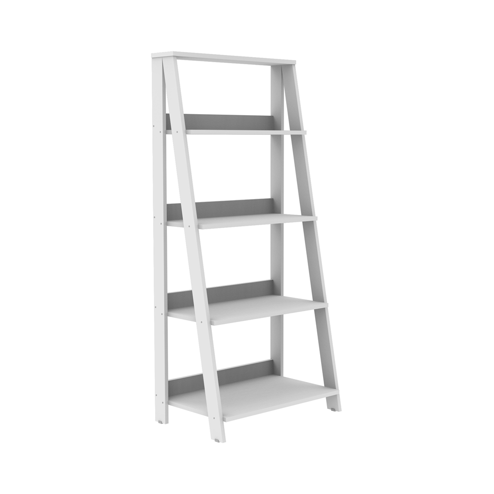55" Wood Ladder Bookshelf - White. Picture 3