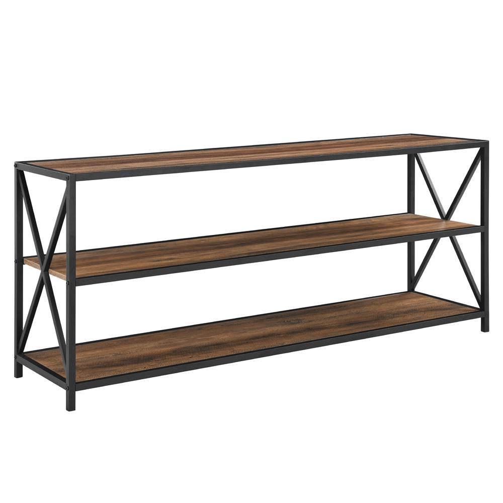 60" X-Frame Metal and Wood Console Table - Rustic Oak. Picture 3