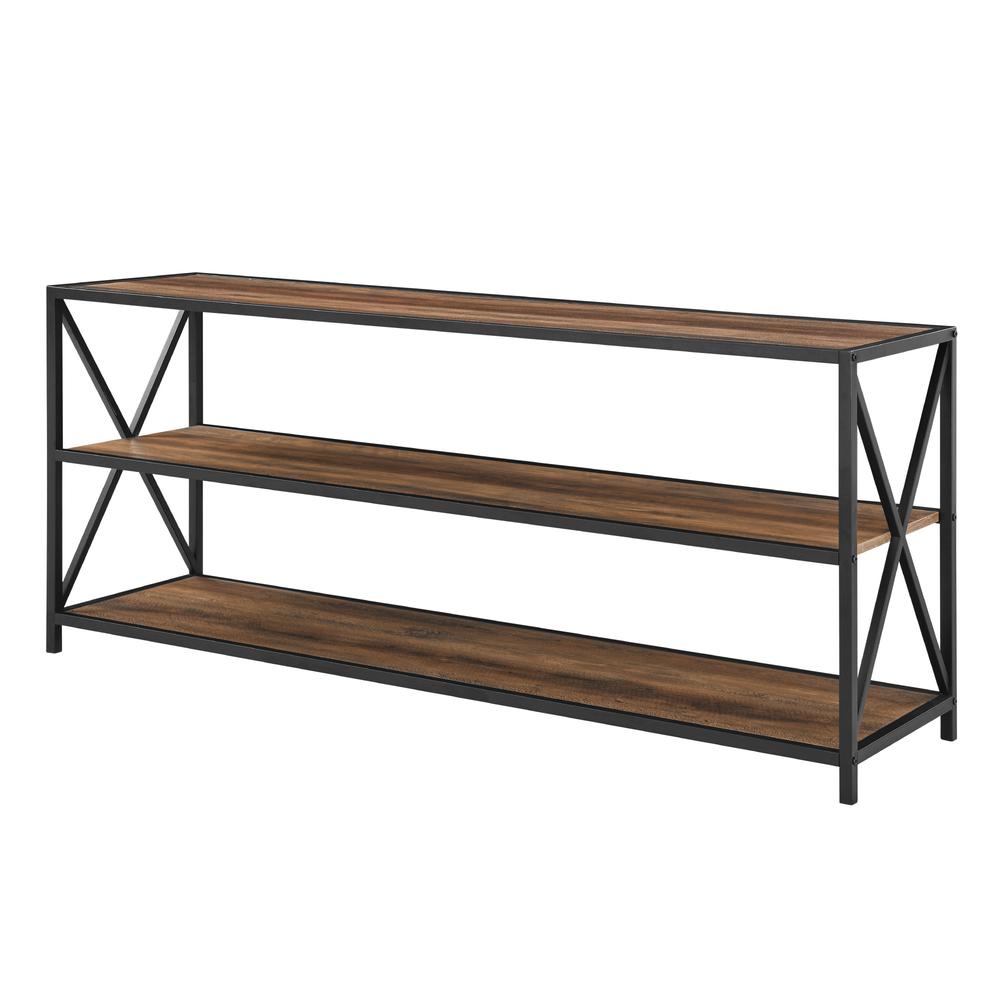 60" X-Frame Metal and Wood Console Table - Rustic Oak. Picture 2