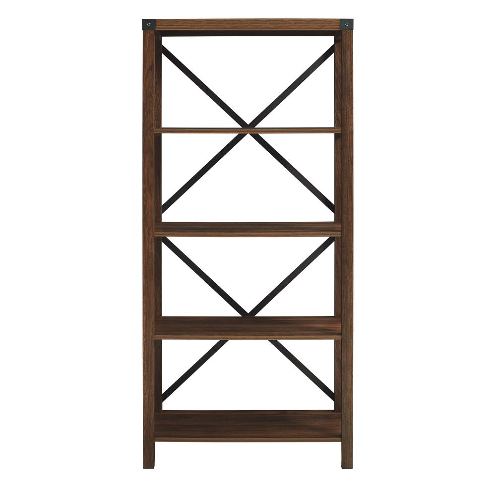 Rustic Industrial 64-Inch Bookcase with Metal Accents, Belen Kox. Picture 2