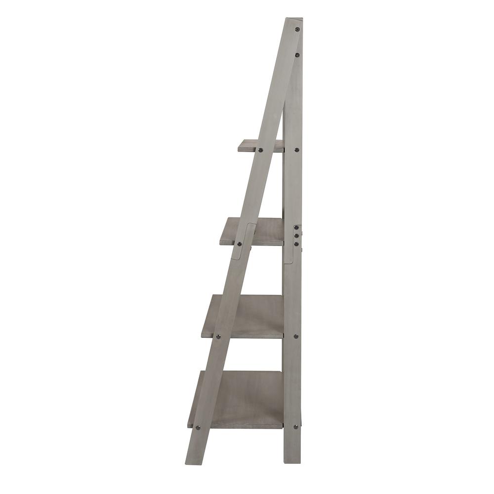 68" Solid Wood Ladder Bookshelf - Grey. Picture 3