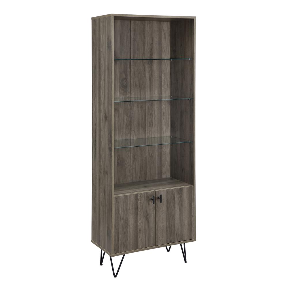68" Mid-Century Modern Storage Cabinet - Slate Grey. The main picture.