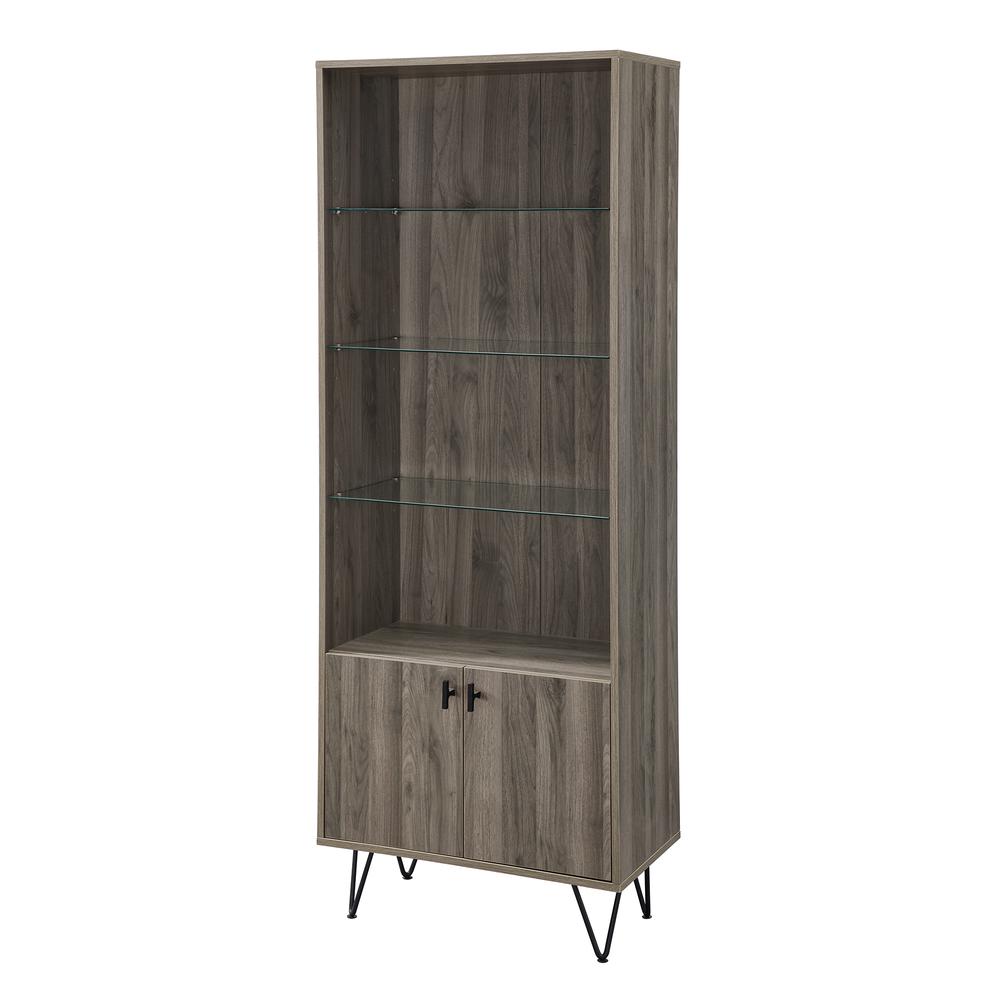 68" Mid-Century Modern Storage Cabinet - Slate Grey. Picture 4