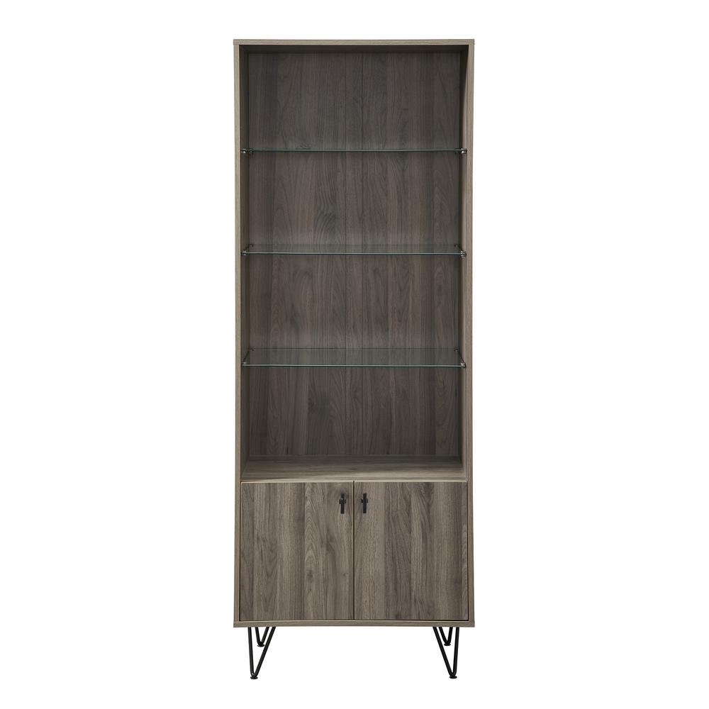 68" Mid-Century Modern Storage Cabinet - Slate Grey. Picture 5