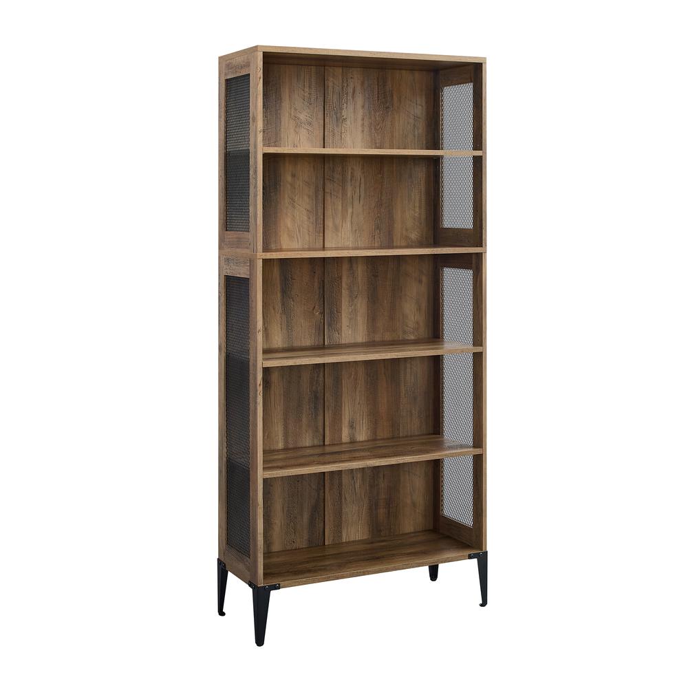 Jasper 68" Tall Bookshelf with Mesh Sides - Reclaimed Barnwood. Picture 3