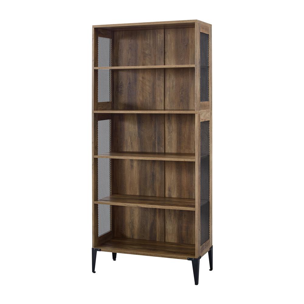 Jasper 68" Tall Bookshelf with Mesh Sides - Reclaimed Barnwood. Picture 5