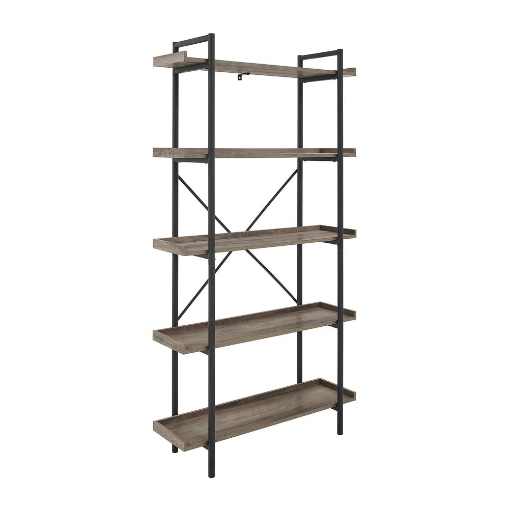 68" Industrial Metal Bookcase - Grey Wash. Picture 3