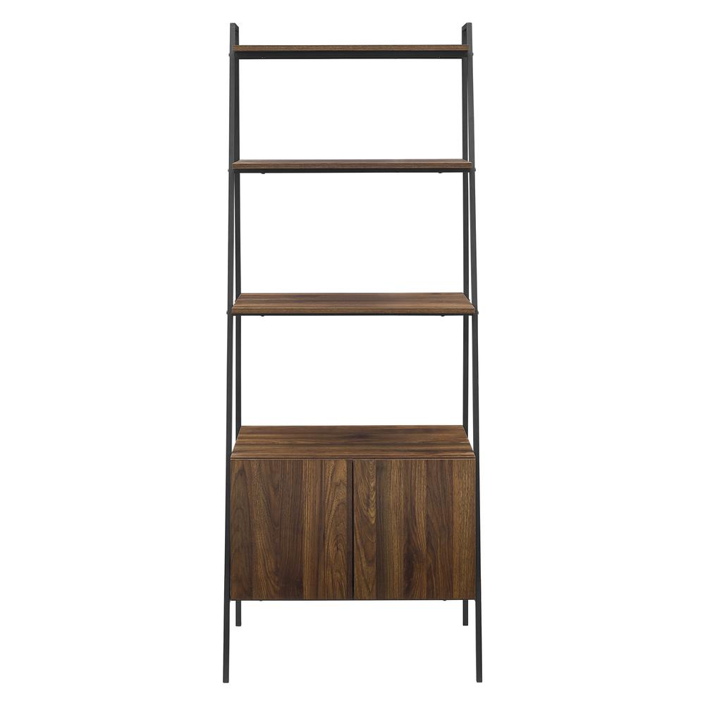 72" Industrial Wood Ladder Bookcase - Dark Walnut. Picture 1