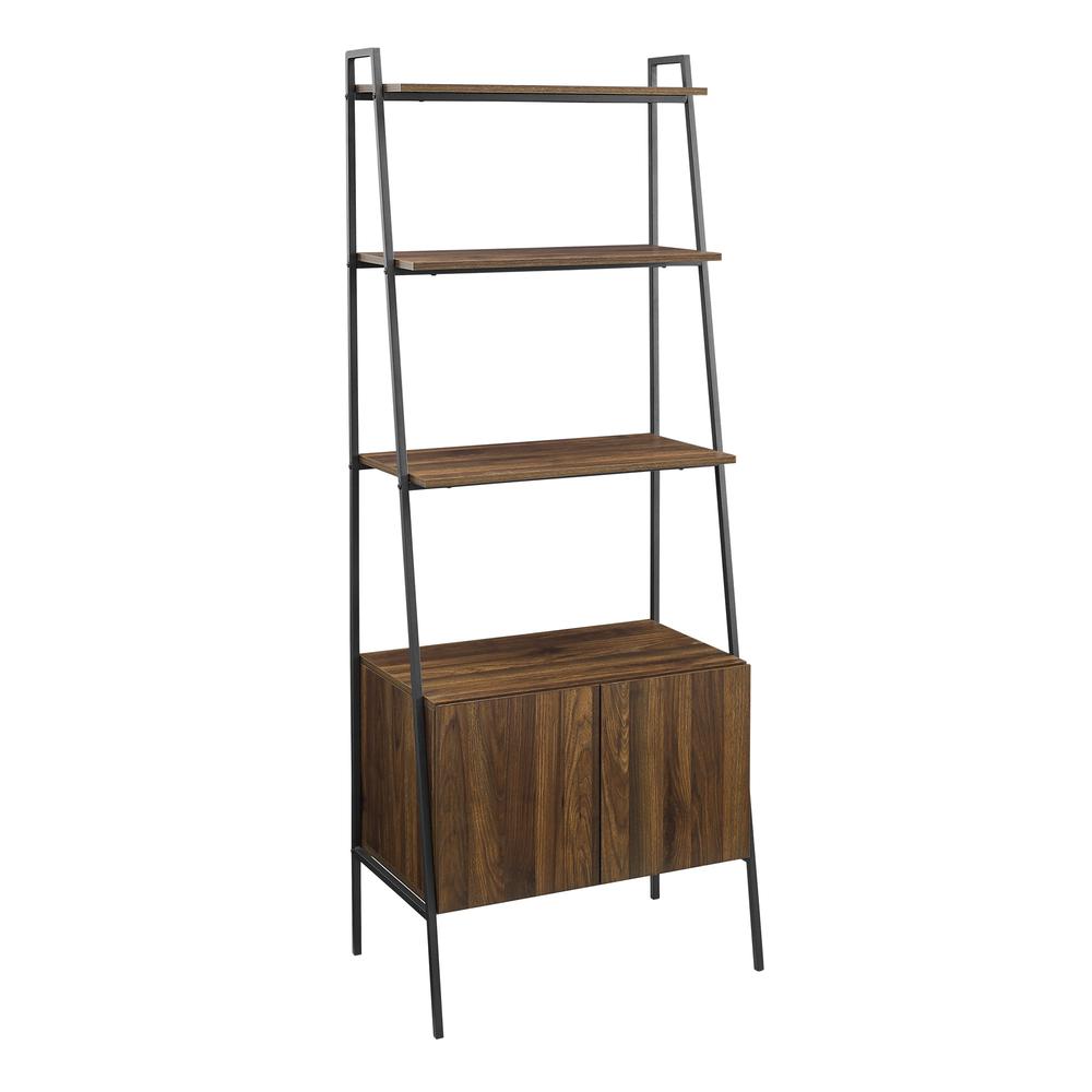 72" Industrial Wood Ladder Bookcase - Dark Walnut. Picture 2
