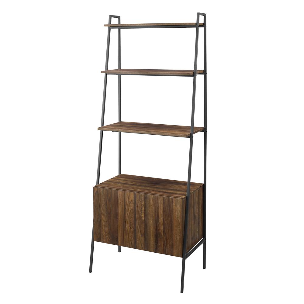 72" Industrial Wood Ladder Bookcase - Dark Walnut. Picture 3