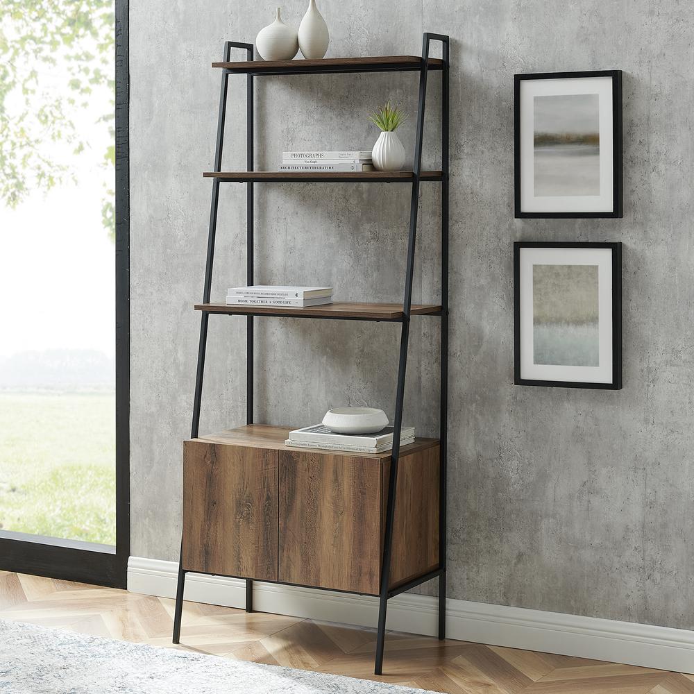 72" Industrial Modern Ladder Bookcase - Reclaimed Barnwood. Picture 1