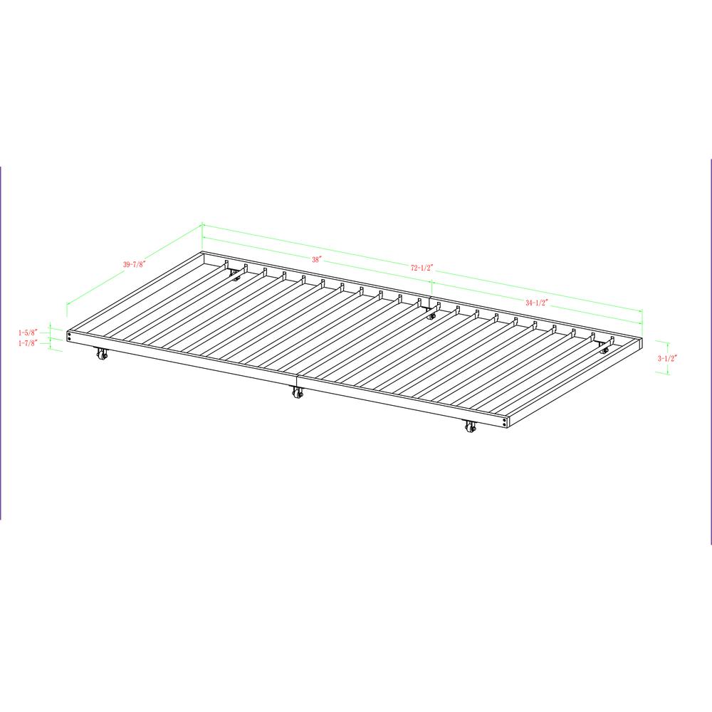 Black Twin Roll-Out Trundle Bed Frame. Picture 5