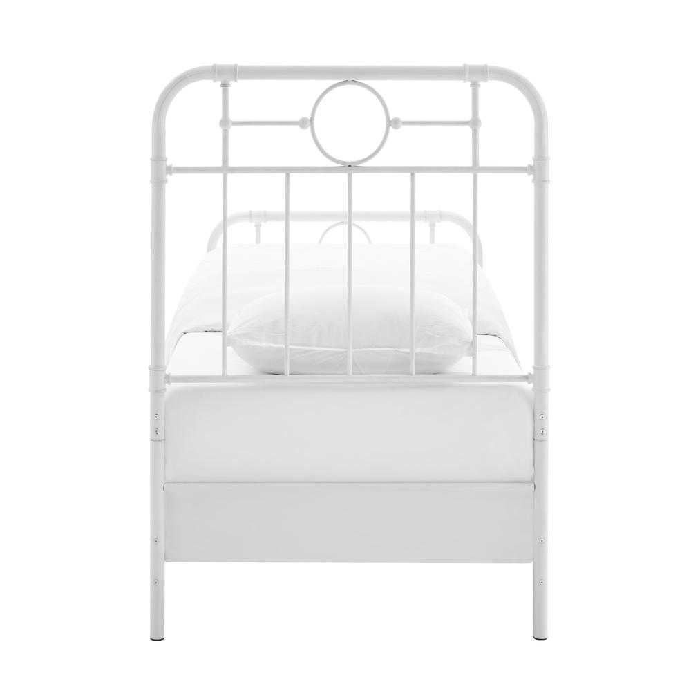 Urban Industrial Metal Pipe Twin Bed – Antique White. Picture 3