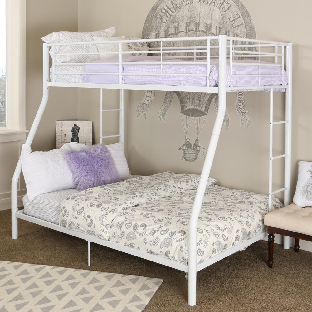 Twin over Full Metal Bunk Bed - White. Picture 3