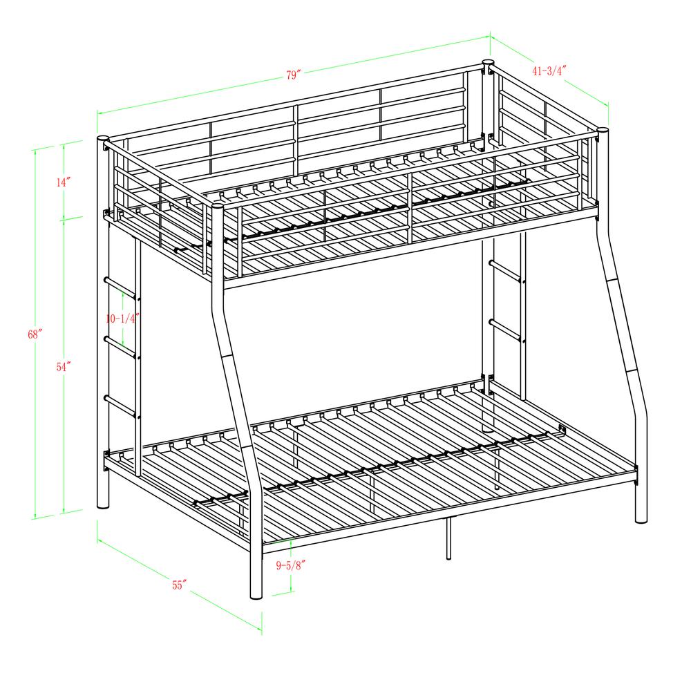 Twin over Full Metal Bunk Bed - White. Picture 5
