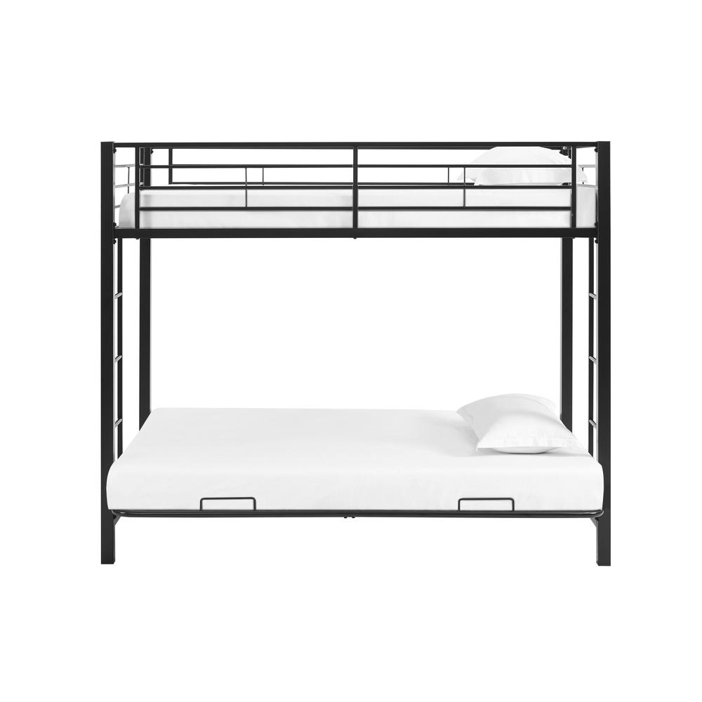 Twin over Futon Metal Bunk Bed - Black. Picture 3