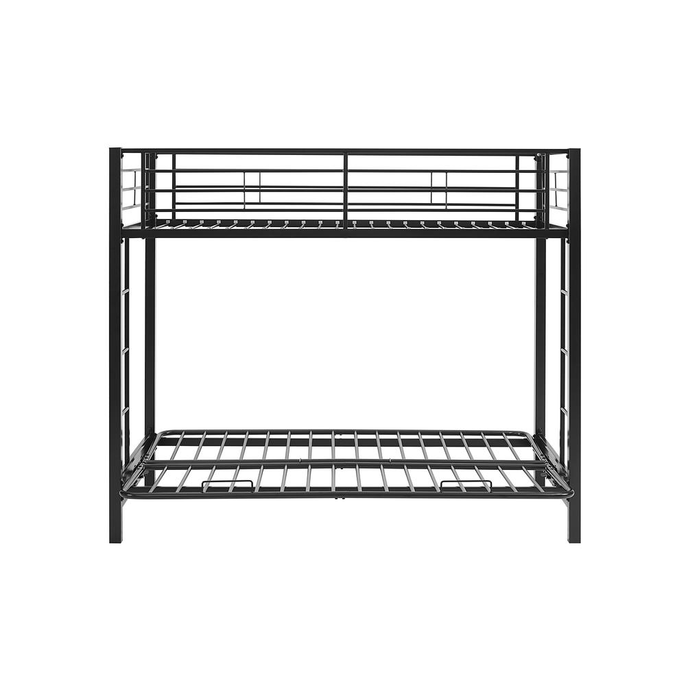 Twin over Futon Metal Bunk Bed - Black. Picture 4