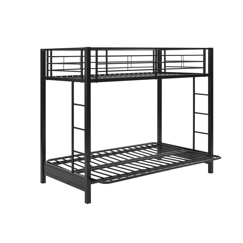 Twin over Futon Metal Bunk Bed - Black. Picture 5