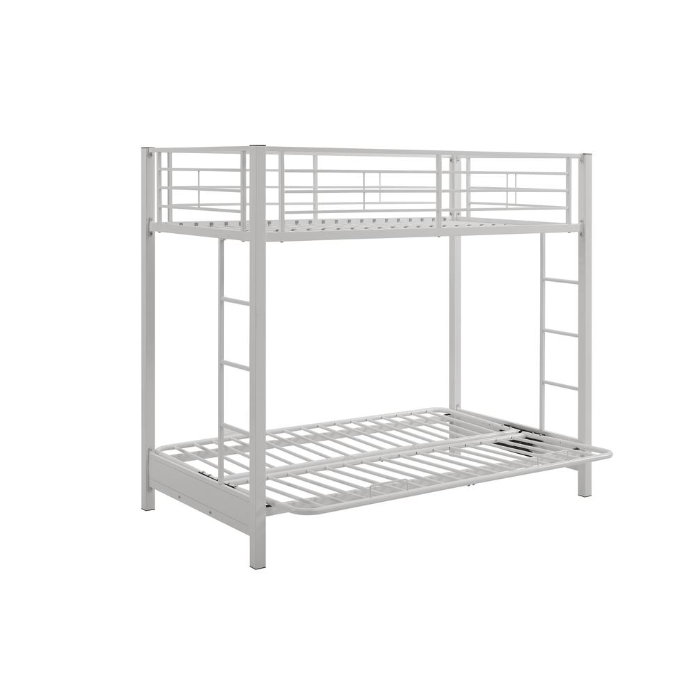 Twin over Futon Metal Bunk Bed - White. Picture 2