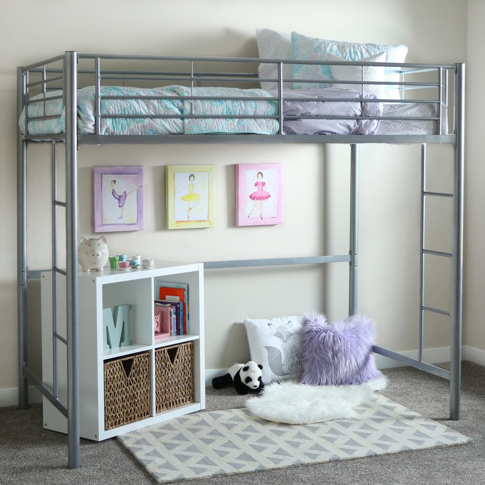 Silver Metal Twin Loft Bed. Picture 3