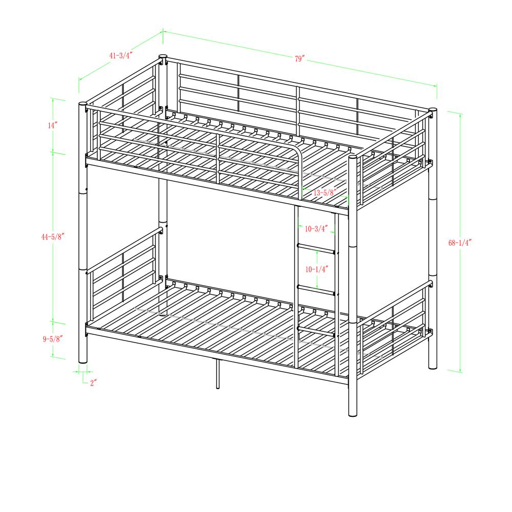 Twin Metal Bunk Bed - Black. Picture 6