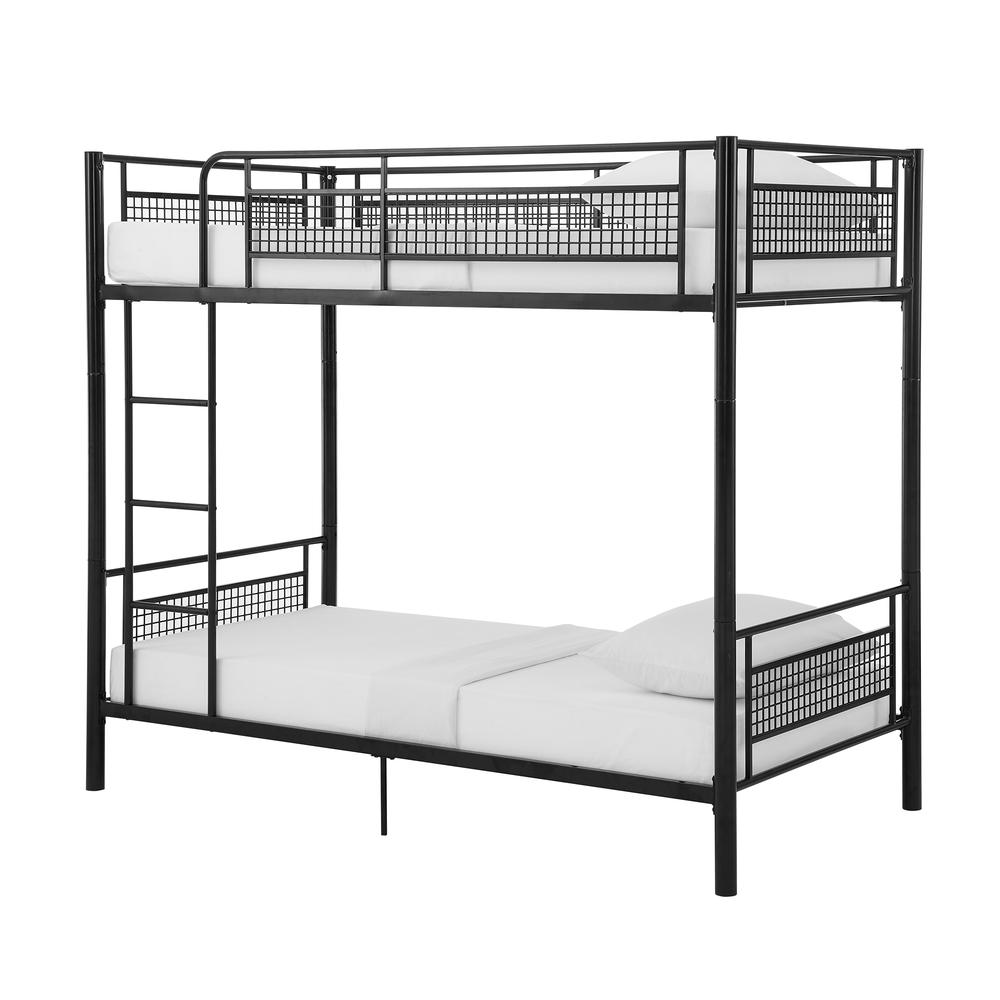 Twin Metal Mesh Frame Bunk Bed - Black. Picture 3