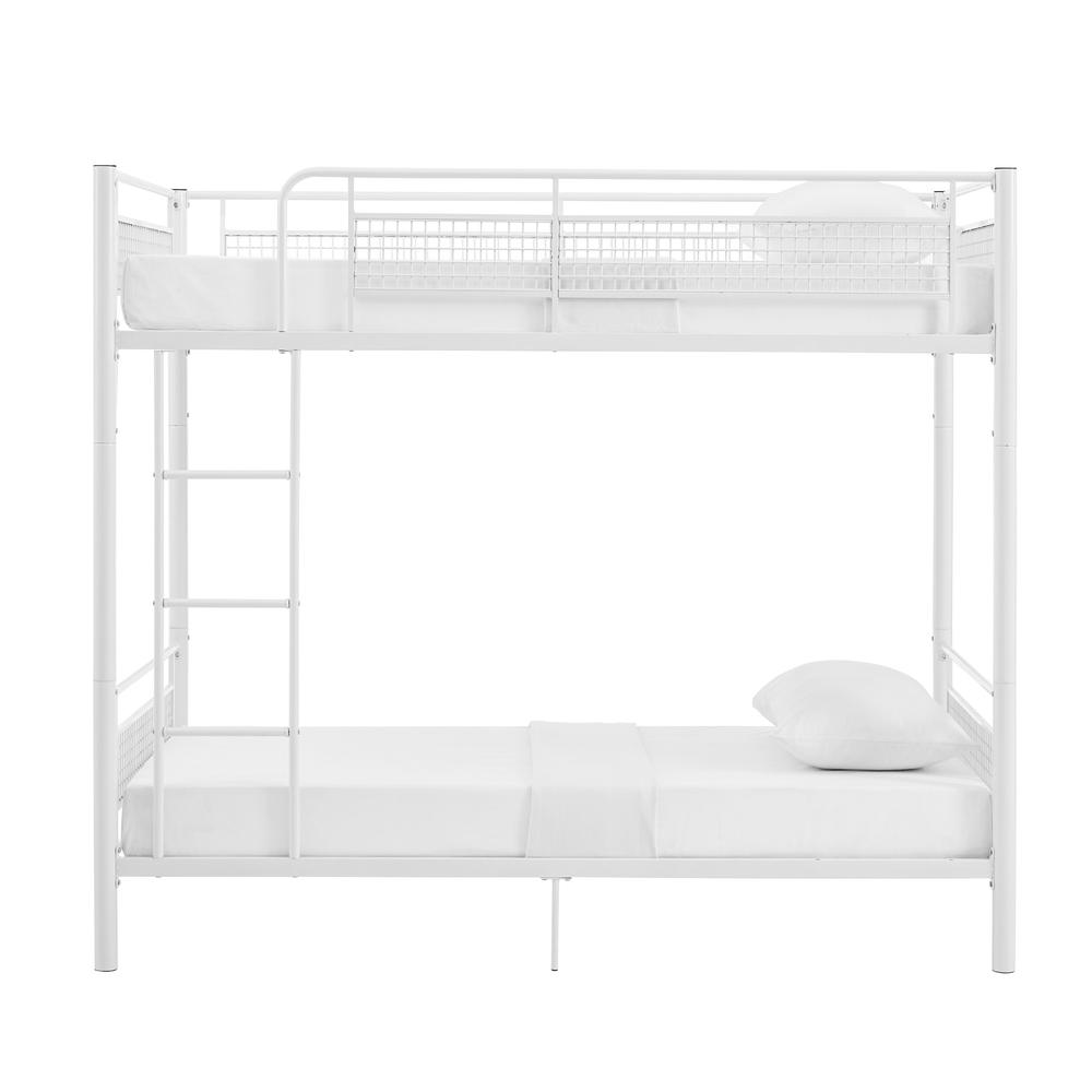 Twin Metal Mesh Frame Bunk Bed - White. Picture 1