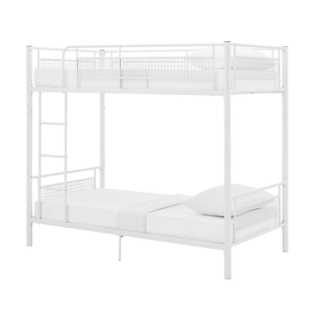 Twin Metal Mesh Frame Bunk Bed - White. Picture 3