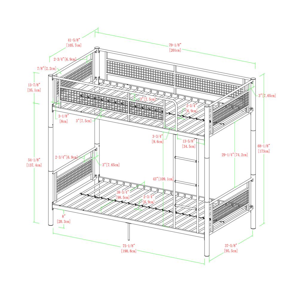 Twin Metal Mesh Frame Bunk Bed - White. Picture 5