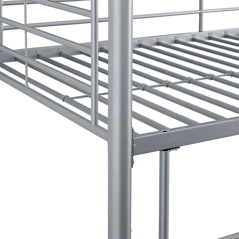 Premium Metal Twin over Twin Bunk Bed - Silver. Picture 4