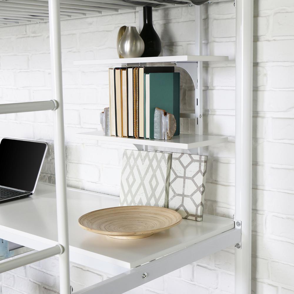Twin Metal Loft Bed with Workstation- White. Picture 4