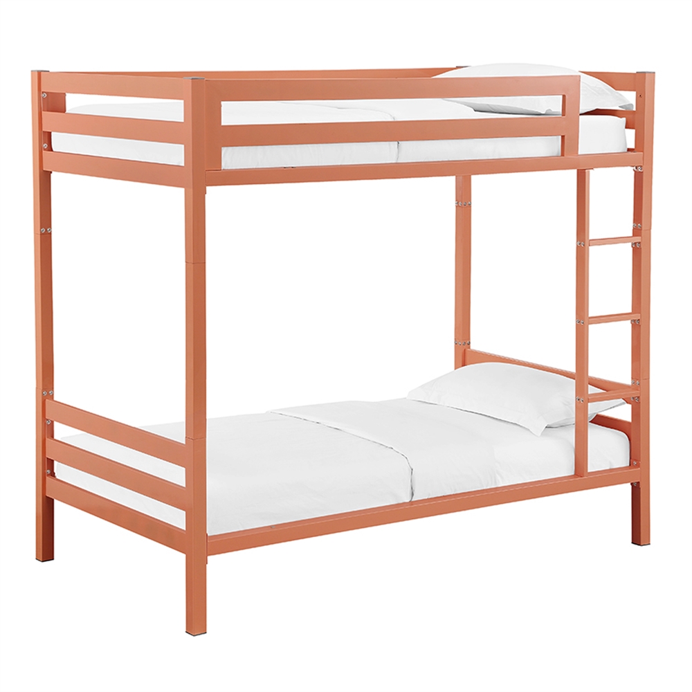 Bentley Twin over Twin Metal Bunk Bed - Coral. Picture 1