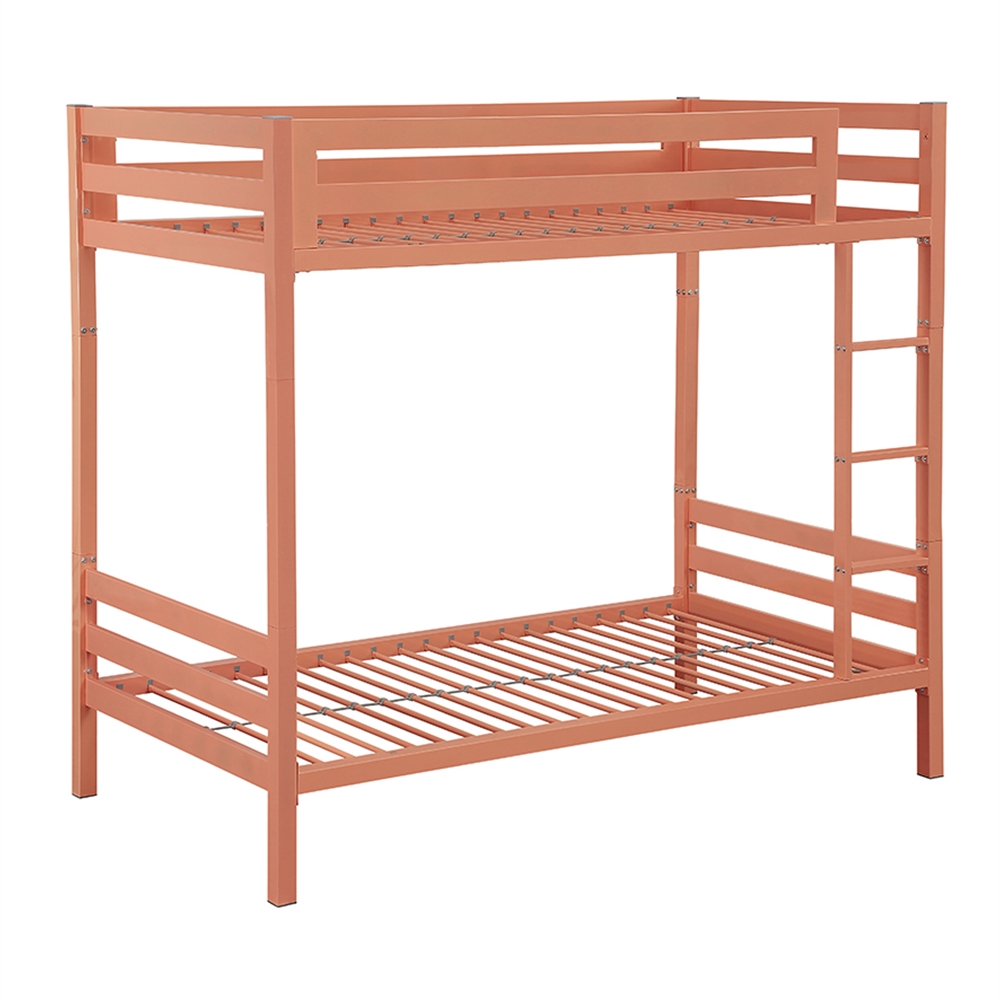 Bentley Twin over Twin Metal Bunk Bed - Coral. Picture 2