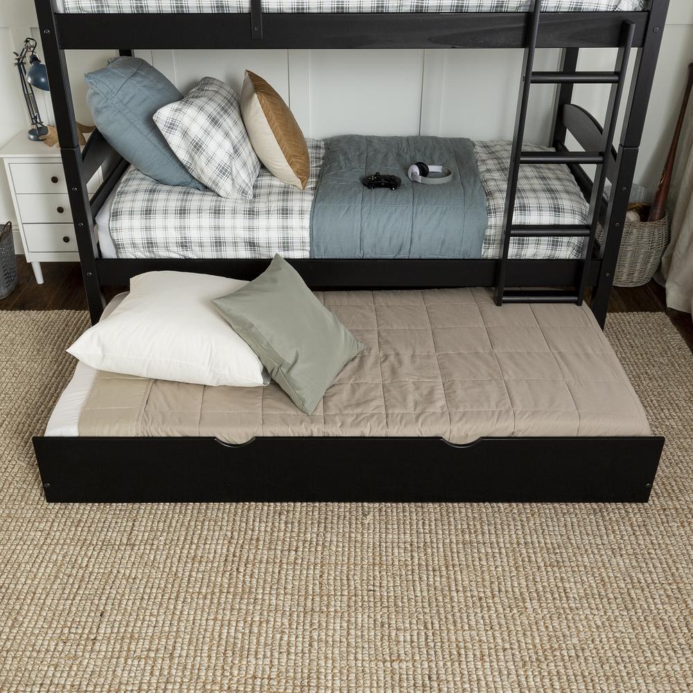 Solid Wood Trundle Bed - Black. Picture 2