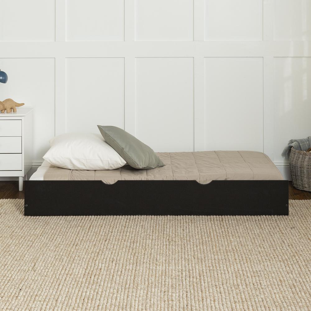 Solid Wood Trundle Bed - Black. Picture 3