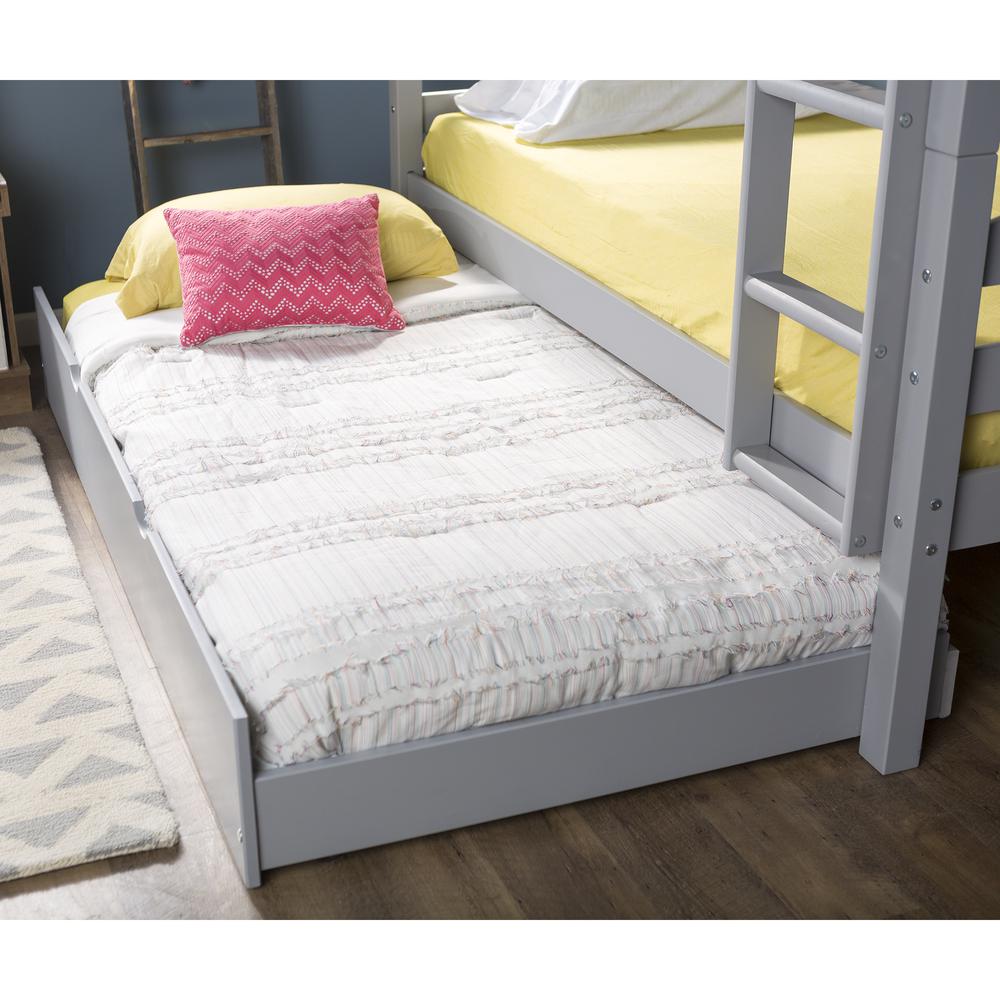 Solid Wood Twin Trundle Bed - Grey. Picture 2
