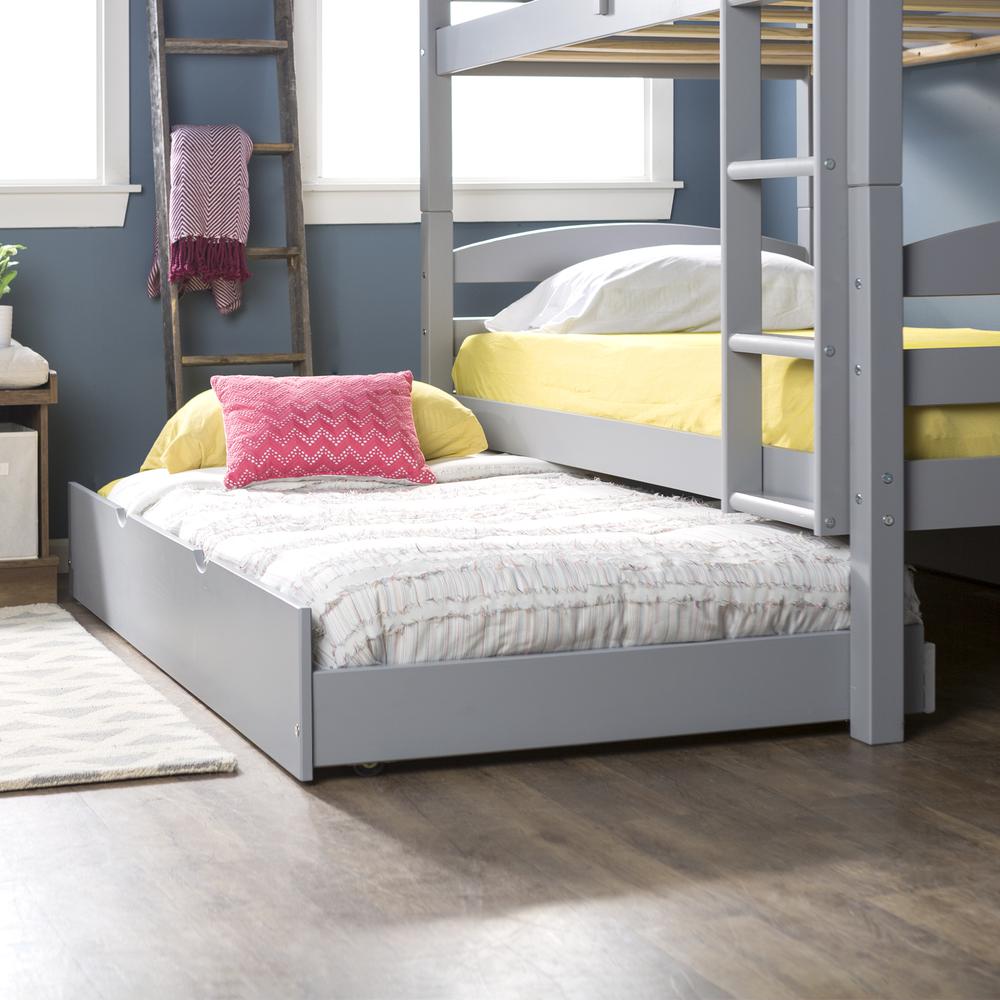 Solid Wood Twin Trundle Bed - Grey. Picture 1