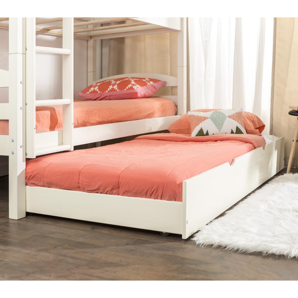 Solid Wood Twin Trundle Bed White, White Wood Twin Bed With Trundle