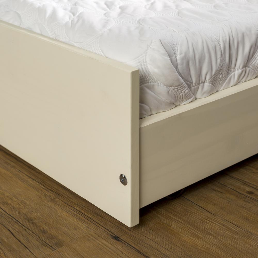 Solid Wood Twin Trundle Bed - White. Picture 3