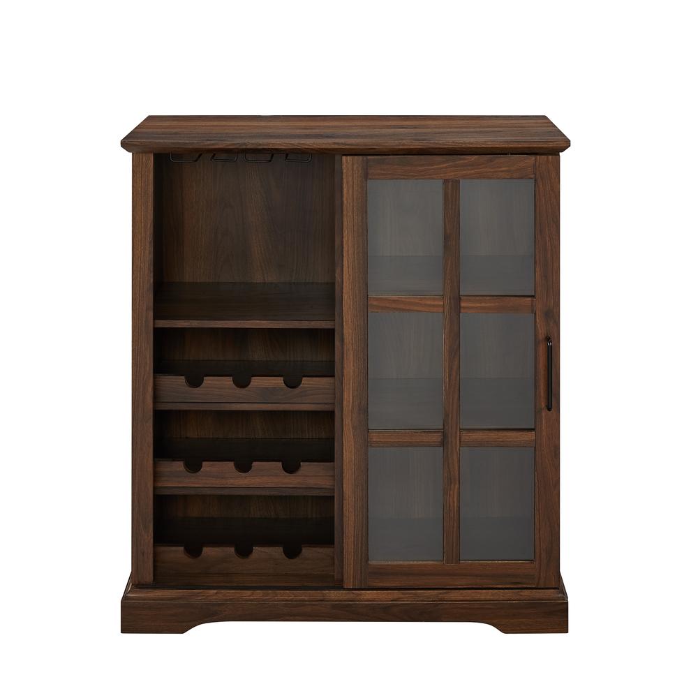 36" Sliding Glass Door Bar Cabinet - Dark Walnut. Picture 1