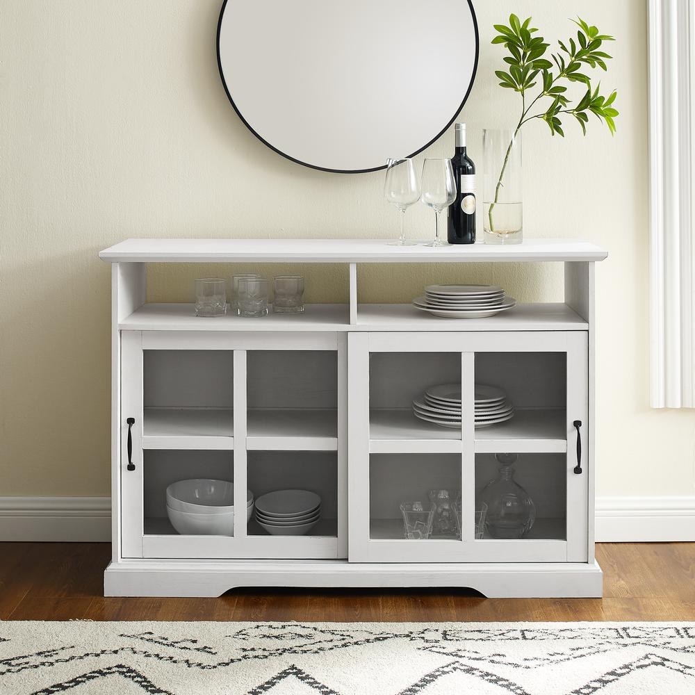 Boden 48" Sliding Glass Door Sideboard - Brushed White. Picture 7