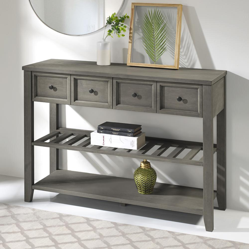 48" Solid Wood 2-Drawer Buffet - Grey. Picture 2
