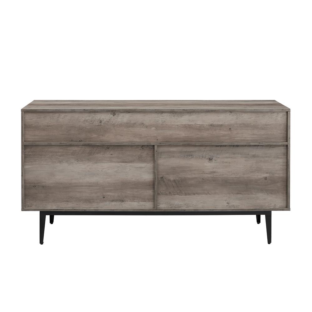 60" Asymmetrical 2 Drawer Sideboard - Faux White Marble/Grey Wash. Picture 4