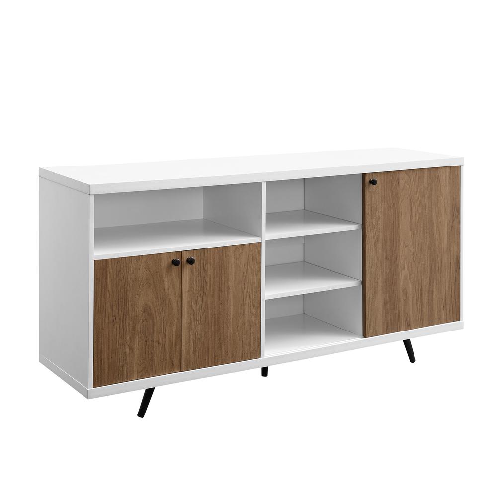 60" 3- Door Sideboard - Solid White/English Oak. Picture 1